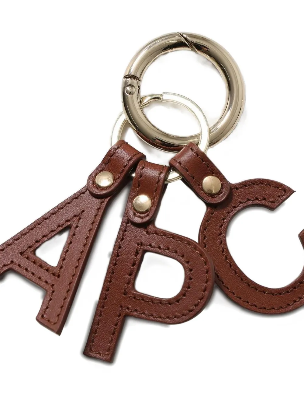 Apc Letter Leather Keyring In Brown