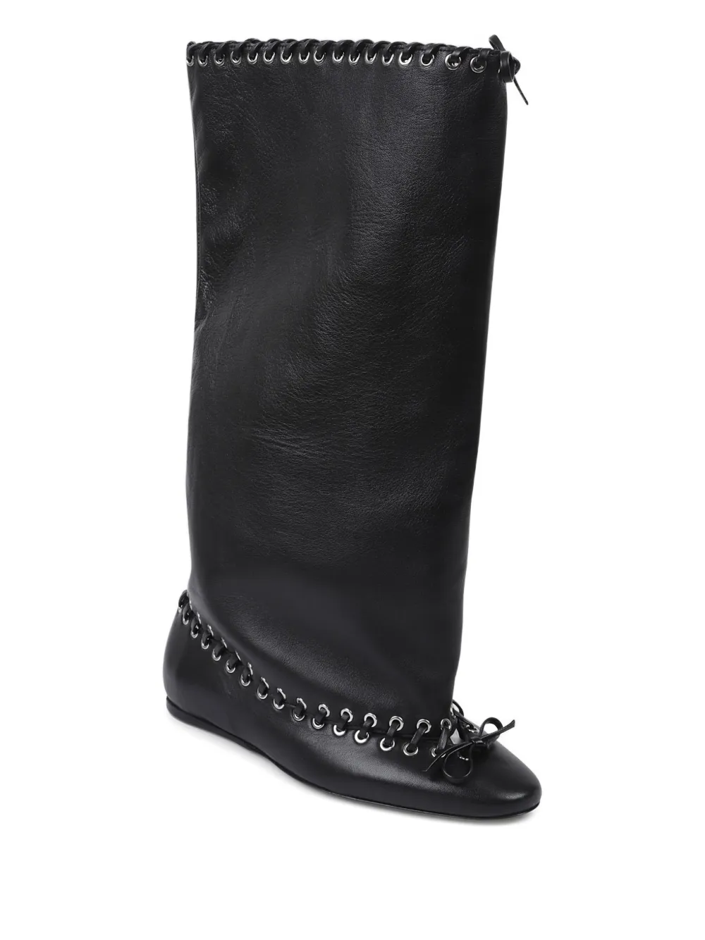 All In Eyelet Level Flat Boots In Black