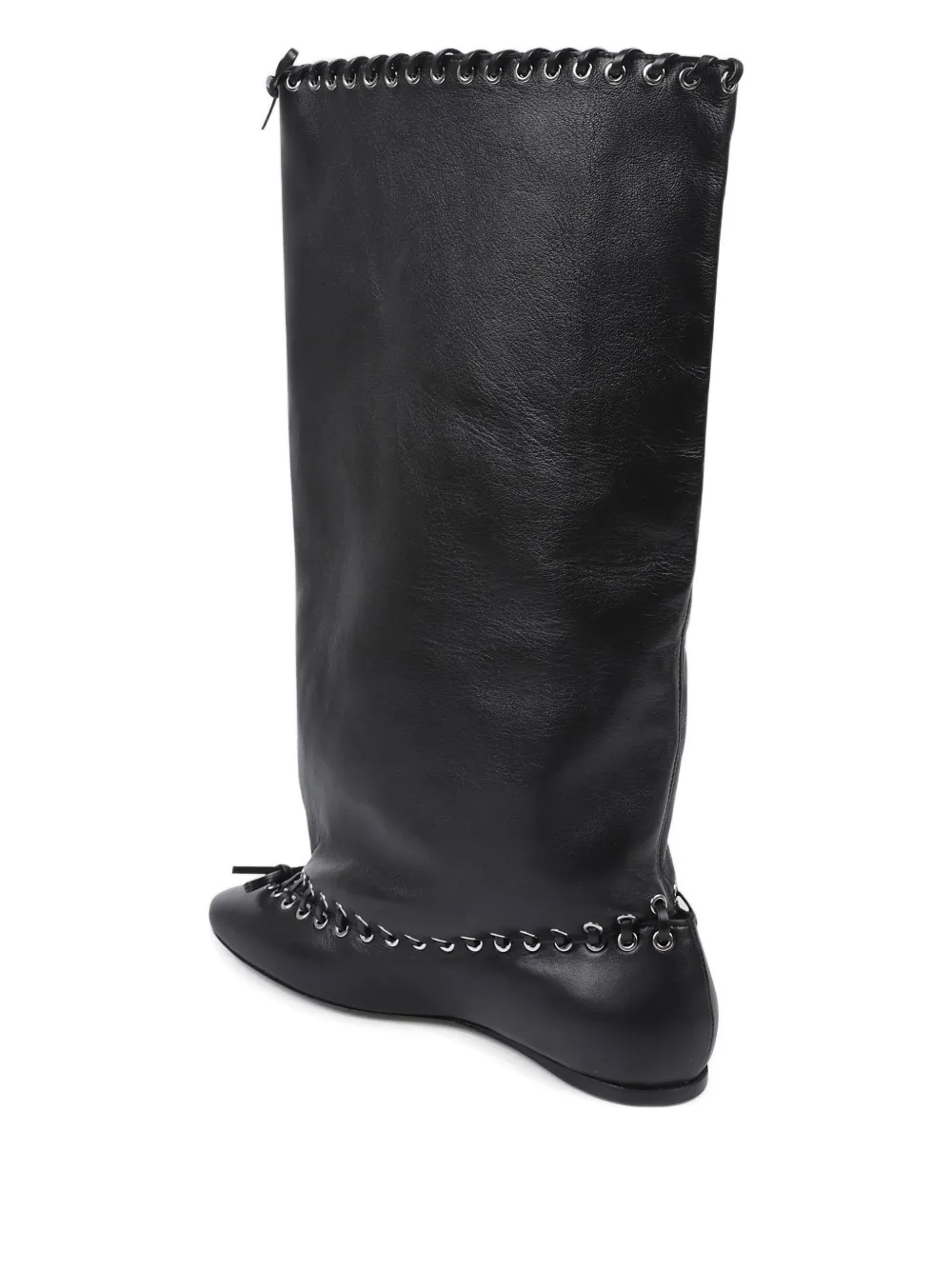 All In Eyelet Level Flat Boots In Black