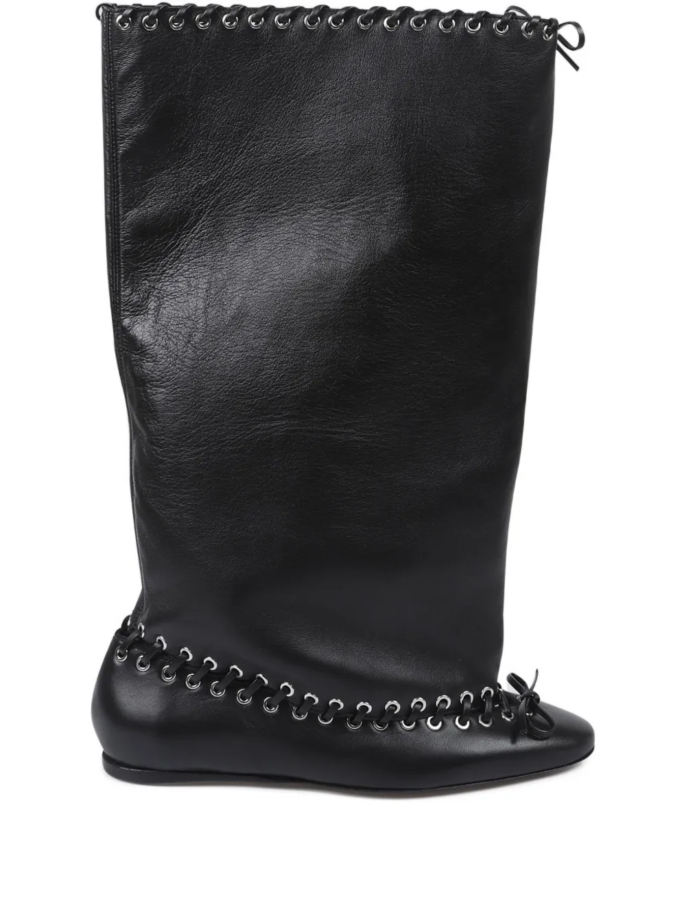 All In Eyelet Level Flat Boots In Black