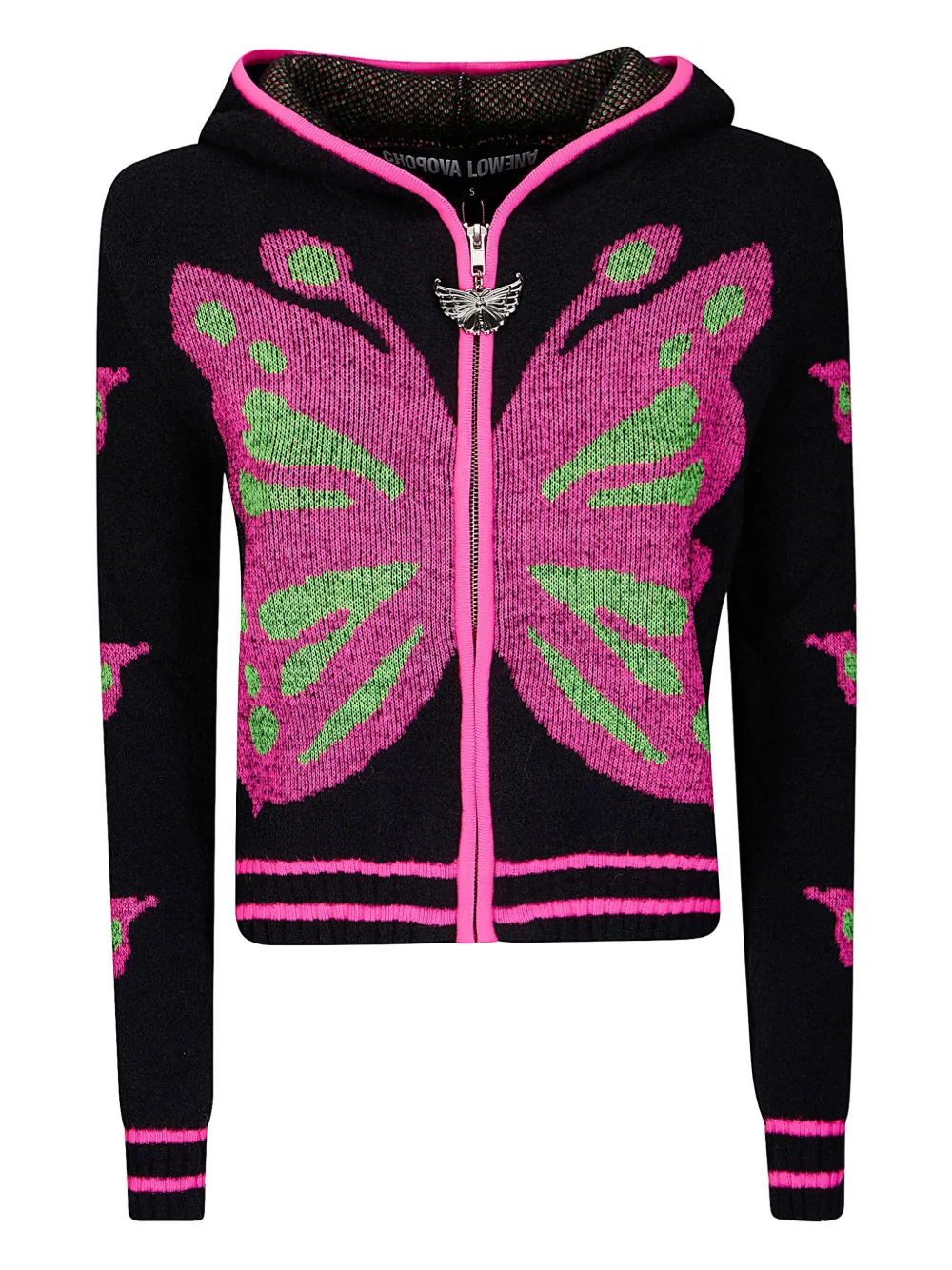 Chopova Lowena butterfly knit hoodie - Black