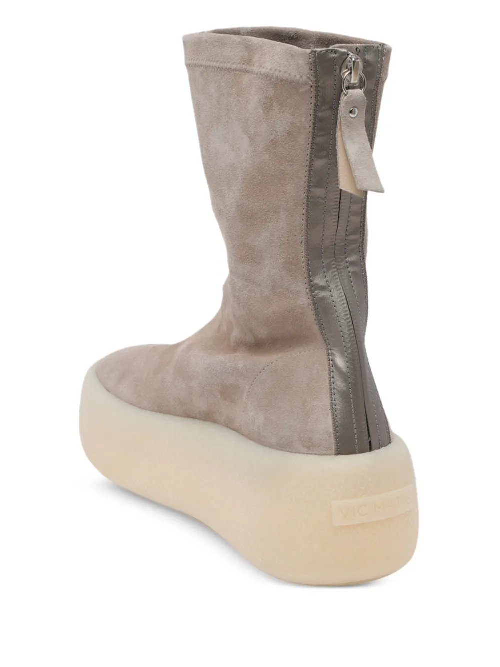 Vic Matie 70 mm Magnifico enkellaarzen met ronde neus en rits Beige