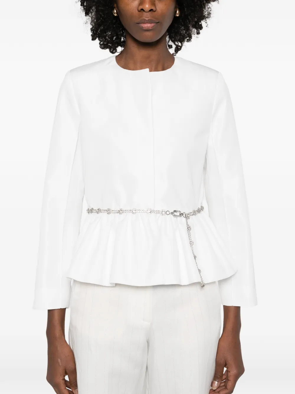 Embellished Peplum-Hem Jacket