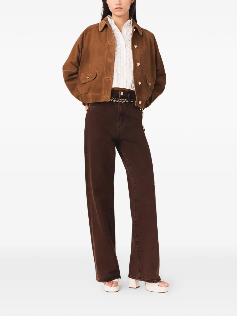  Maje Vaqueros Bootcut Con Cinturón De Cadena - Marrón 