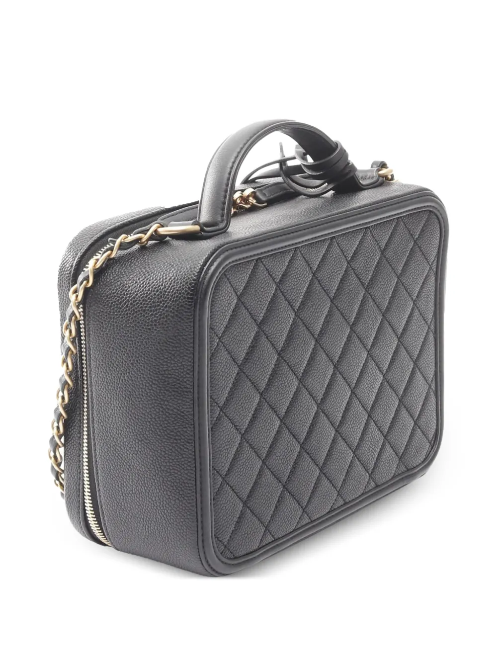 CHANEL Pre-Owned 2019 ラージ キャビア CC フィリグリー バニティ