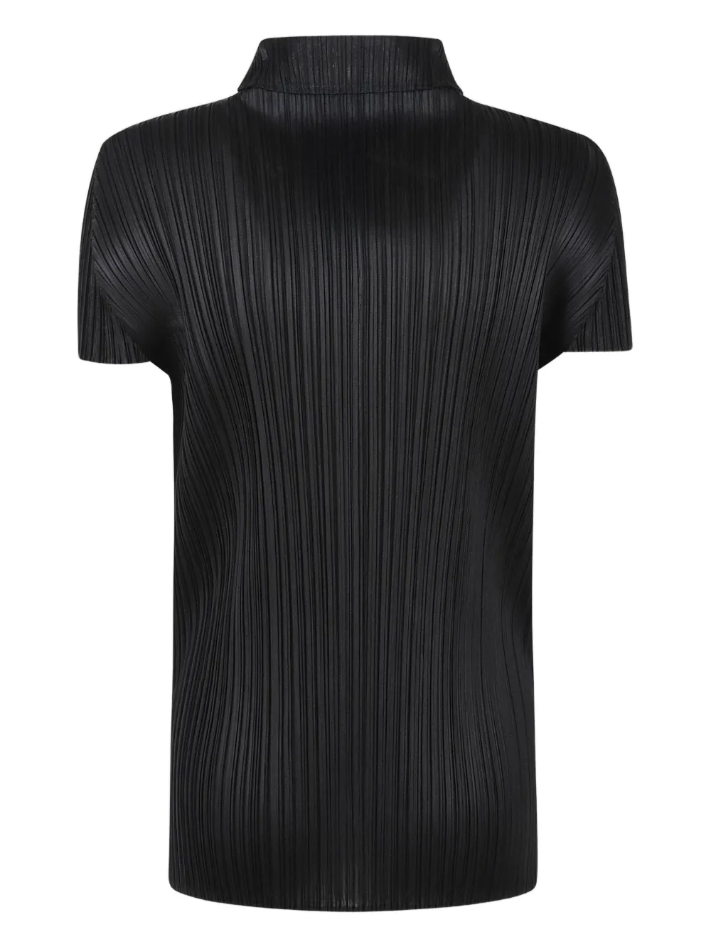 Issey Miyake Pleated Button Polo Top In Black