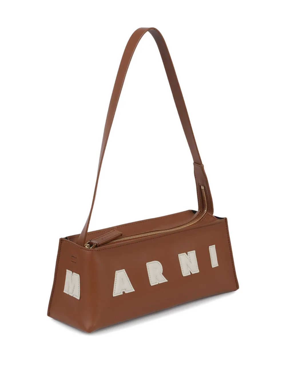 Marni Lettering Shoulder Bag In Brown