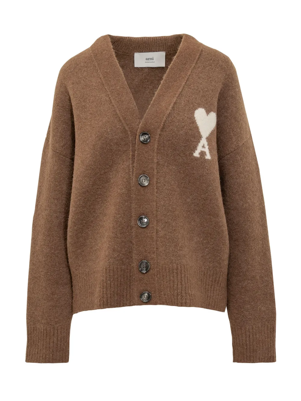 Ami Alexandre Mattiussi Ami De Coeur Cardigan In Brown