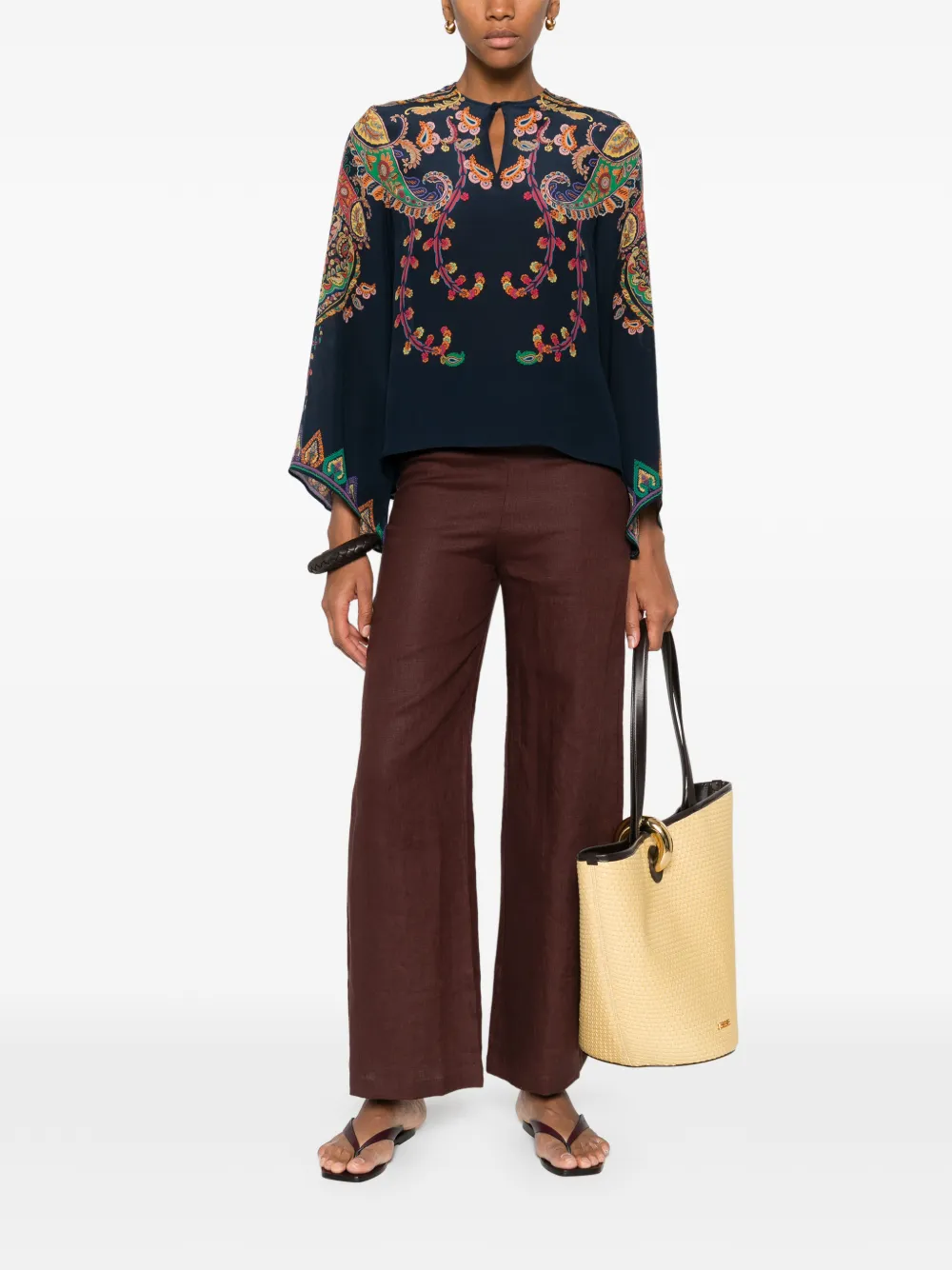 ETRO Blouse met paisley-print Blauw