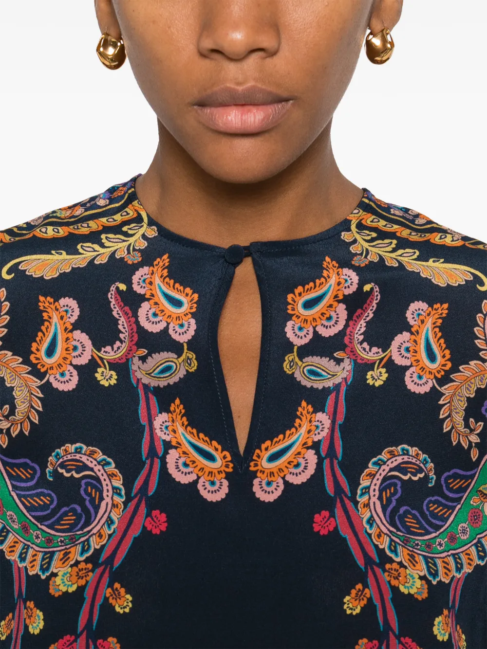 ETRO Blouse met paisley-print Blauw