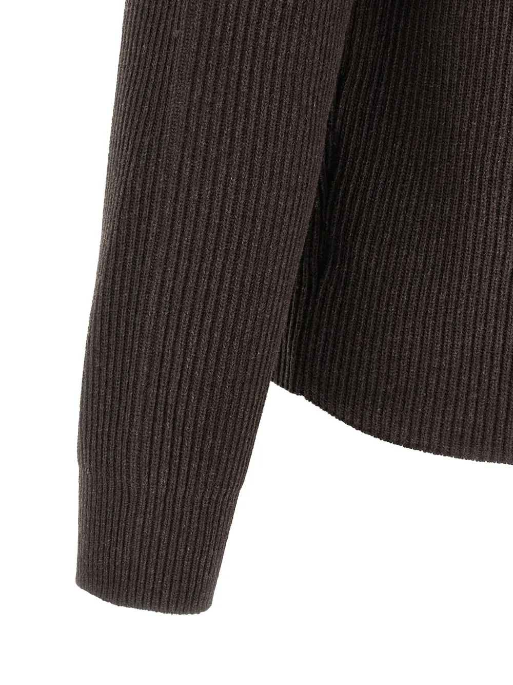 Auralee Ribbed Point-collar Cardigan In Brown