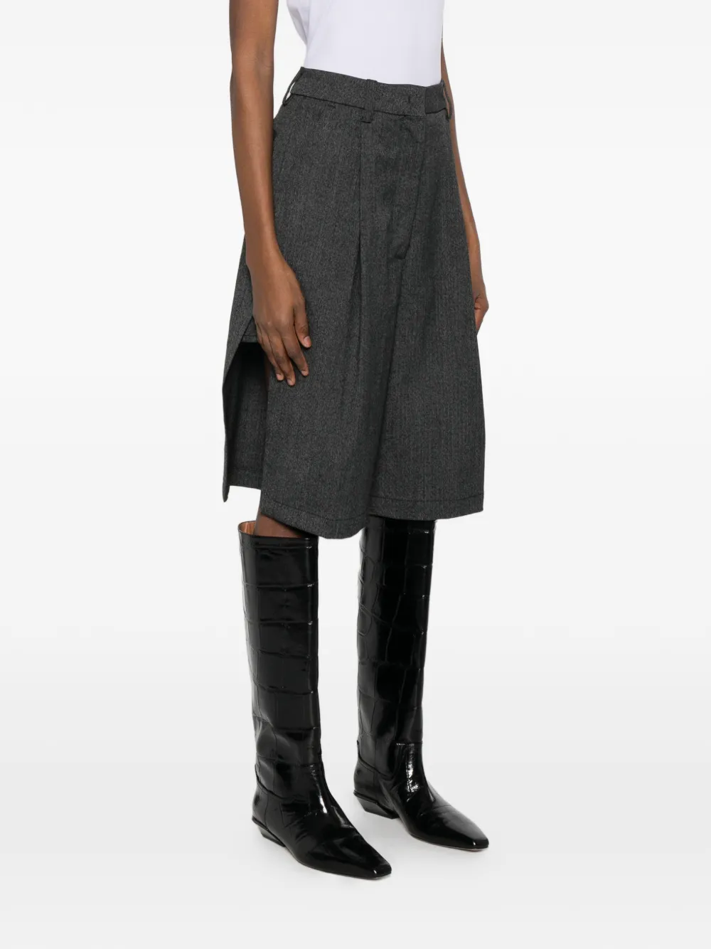  Thelatest Pleated Tailored Shorts - Grey 