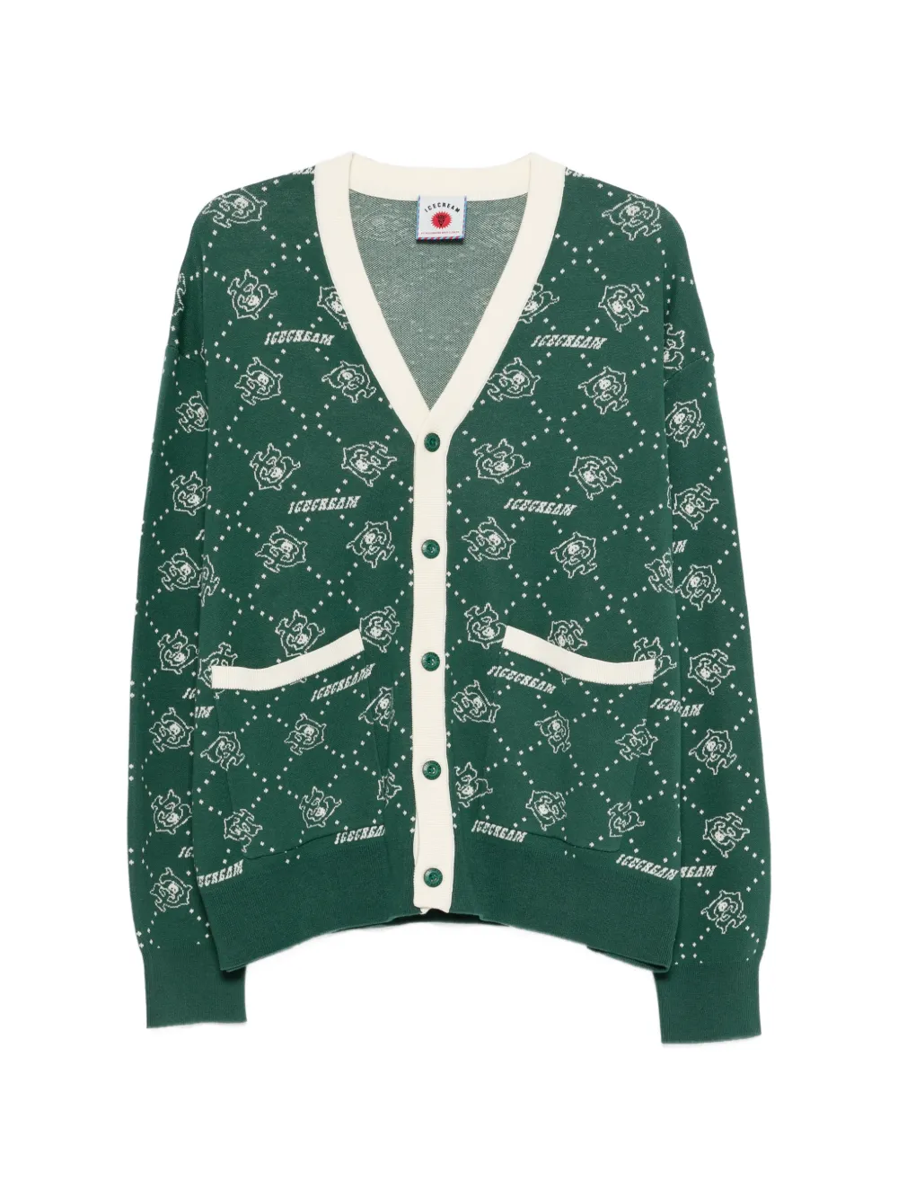 ICECREAM logo-pattern cardigan - Verde