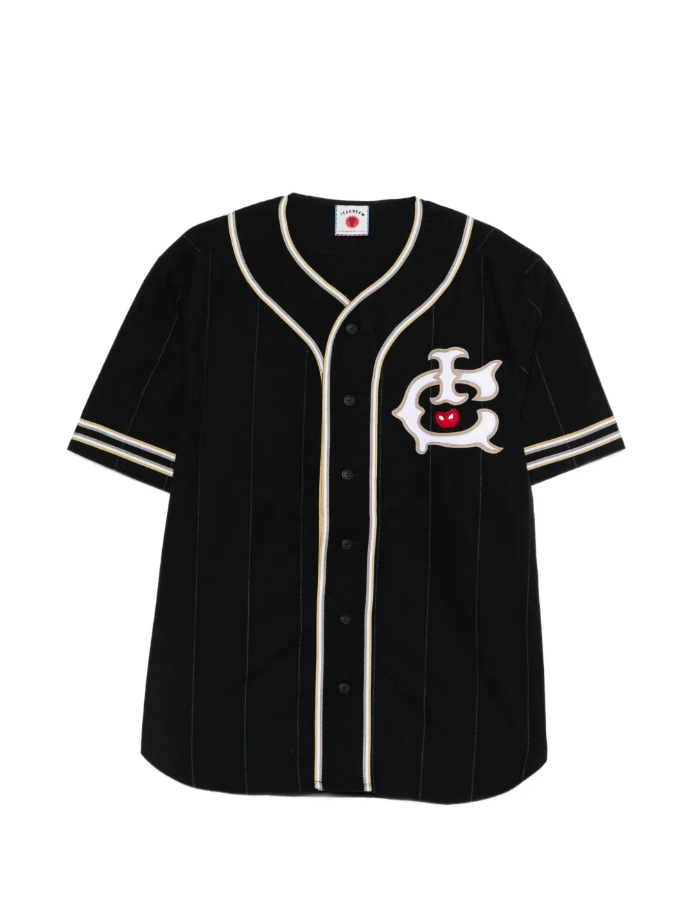 ICECREAM IC Baseball jersey appliqué striped shirt - Nero
