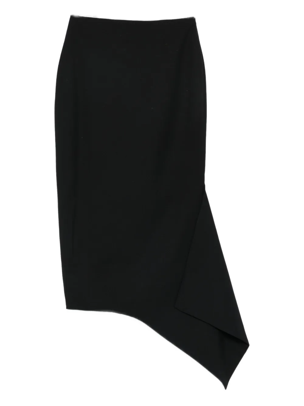 The Latest Asymmetric-hem Midi Skirt In Black