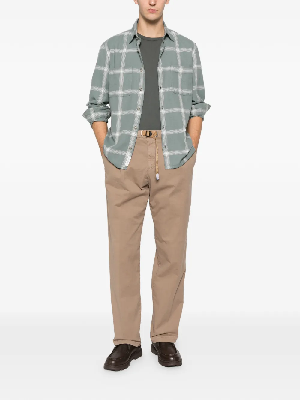 White Sand Plooibroek met riemsluiting - Beige