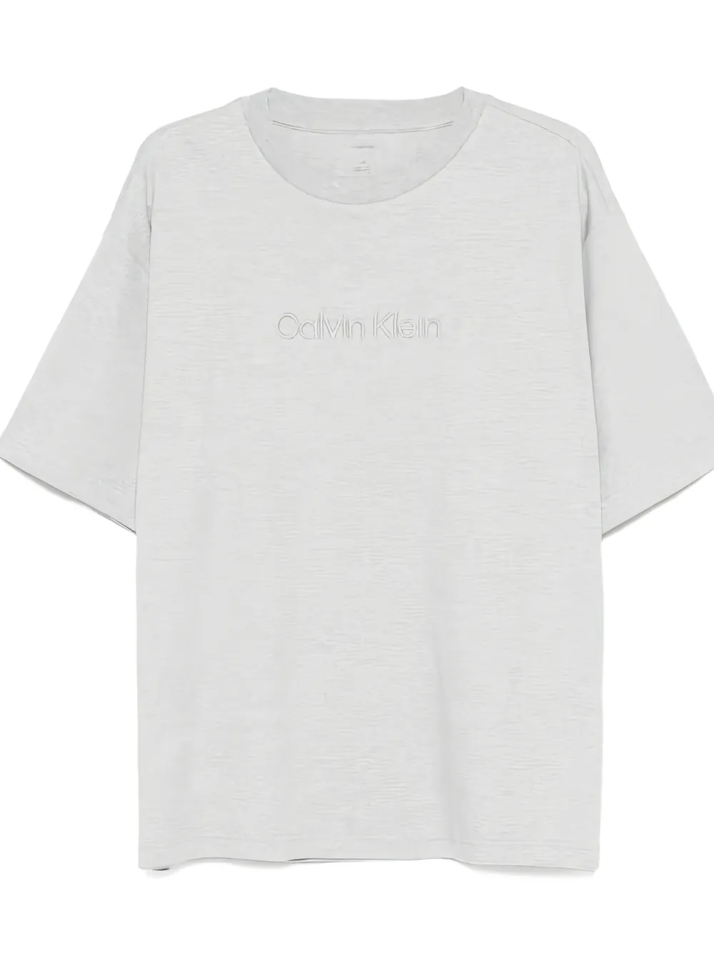 Calvin Klein Logo-embroidered T-shirt In Gray