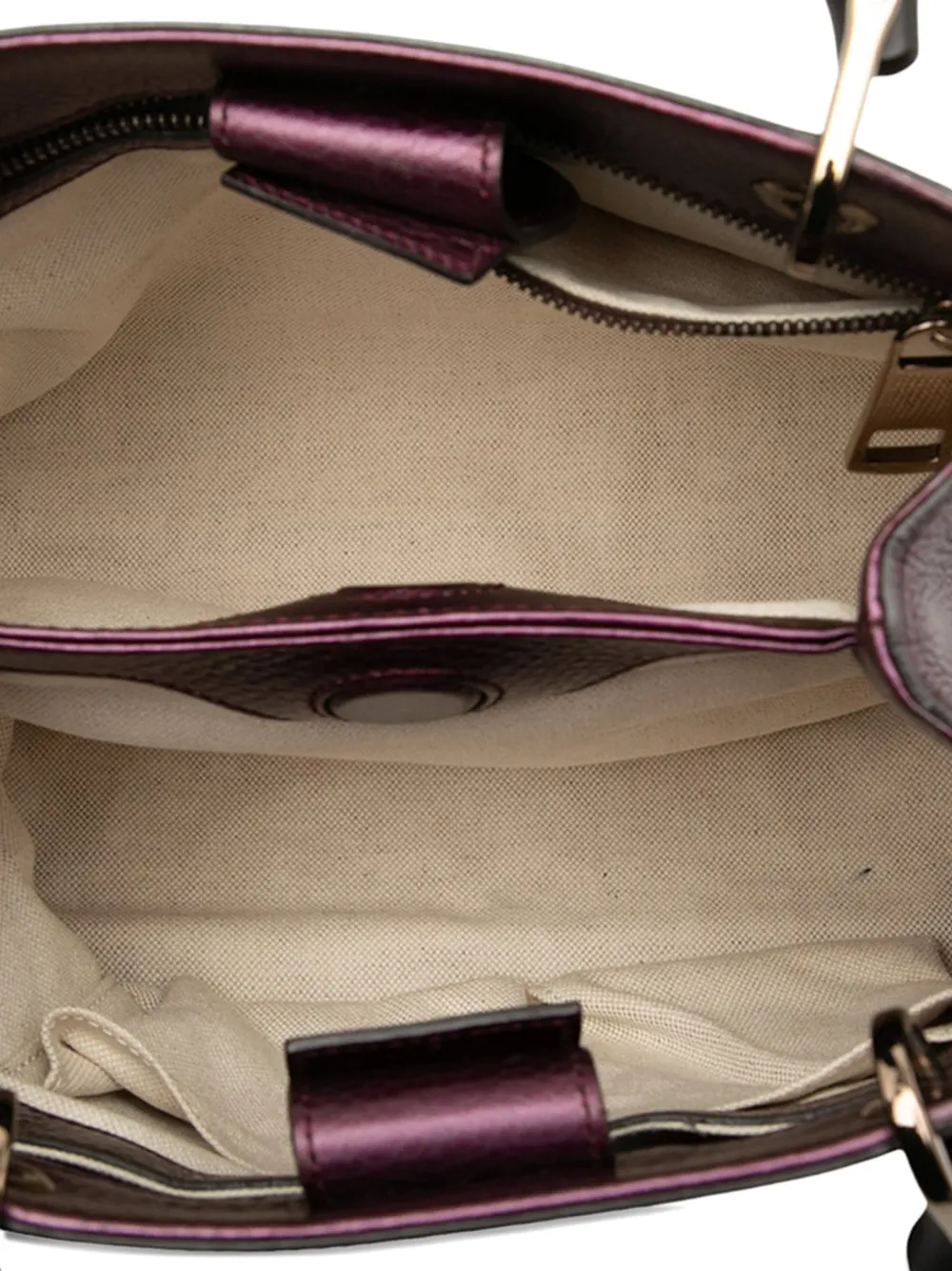 Pre-owned Gucci 2000-2015 Small Metallic Calfskin Bamboo Shopper Satchel In Purple