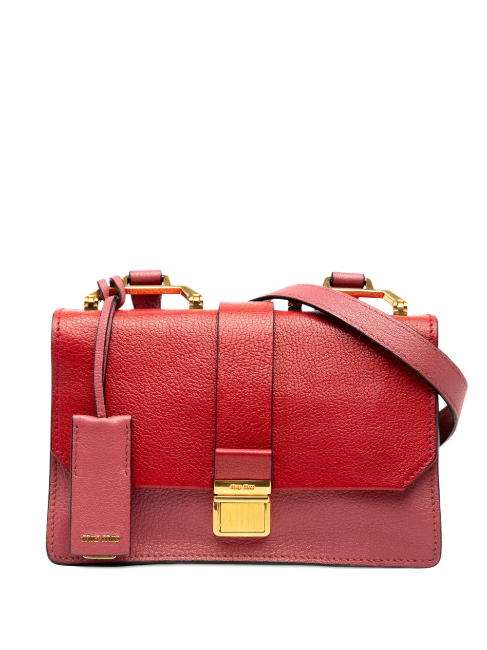 Pre-owned Miu Miu 2010-2025 Bicolor Goatskin Madras Crossbody Bag In Red