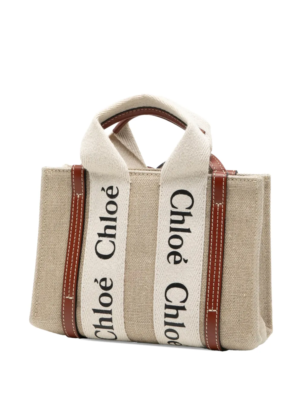 CHLOÉ Pre-owned 2010-2025 Mini Canvas Woody Satchel In Brown
