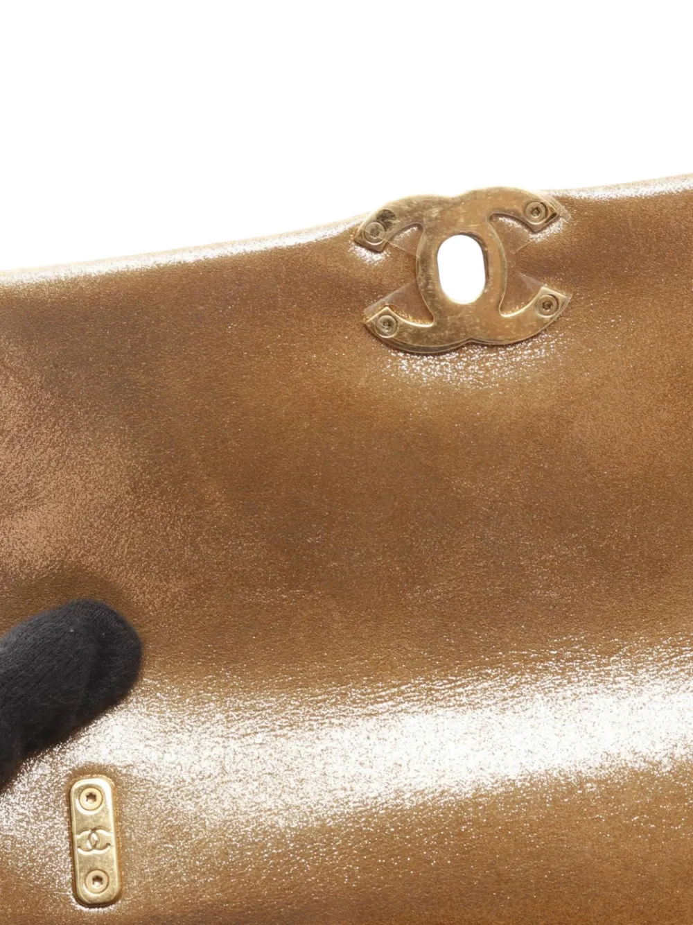 Pre-owned Chanel 2021-2025 Quilted Metallic Leather Crystal Cc Chain Flap Satchel In Gold