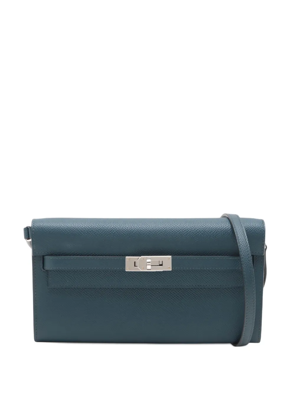 Pre-owned Hermes 2024 Epsom Kelly To Go Wallet Crossbody Bag In Blue