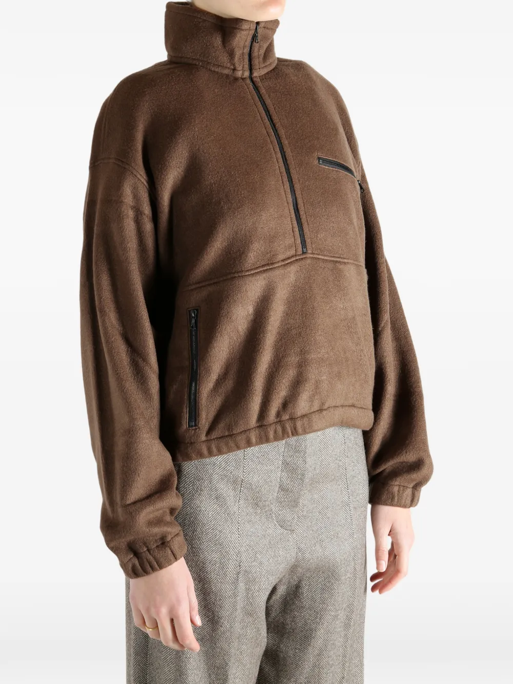  Auralee Half-zip Fleece Sweatshirt - Brown 