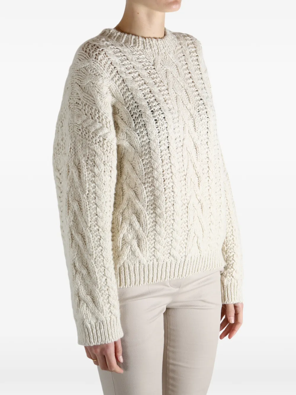 Brunello Cucinelli Kabelgebreide trui Beige
