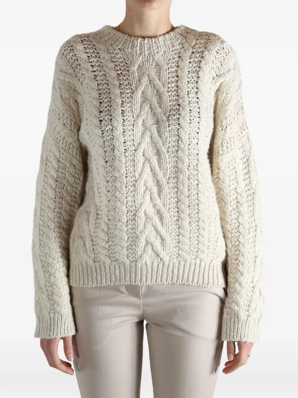 Brunello Cucinelli Kabelgebreide trui Beige