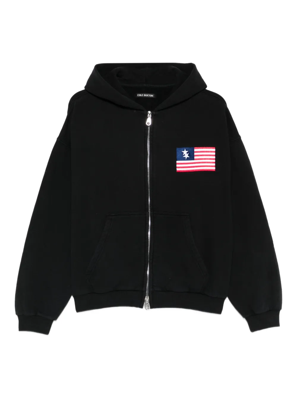 COLE BUXTON hoodie con cierre y aplique de bandera | negro | Image 1