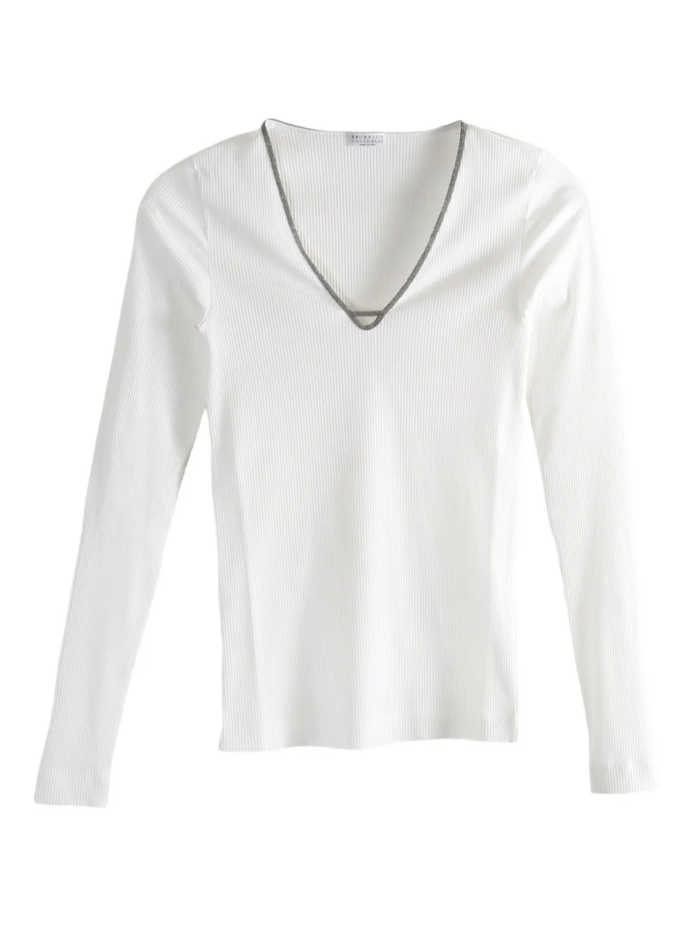 Brunello Cucinelli V-neck Long-sleeve T-shirt In White