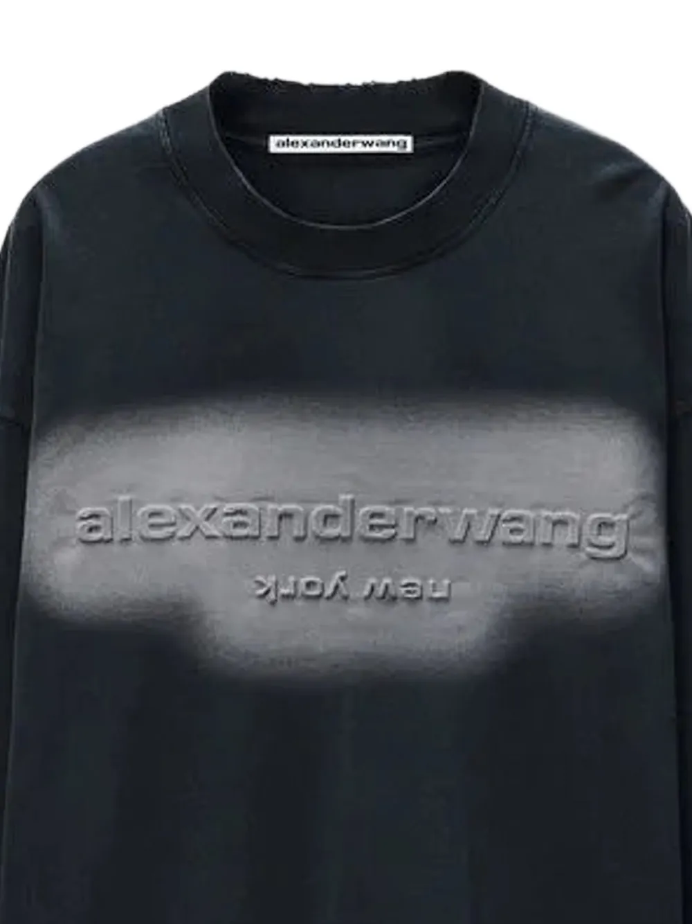 Alexander Wang Long-sleeve Logo T-shirt in Jersey Oversized in Grey, view 2