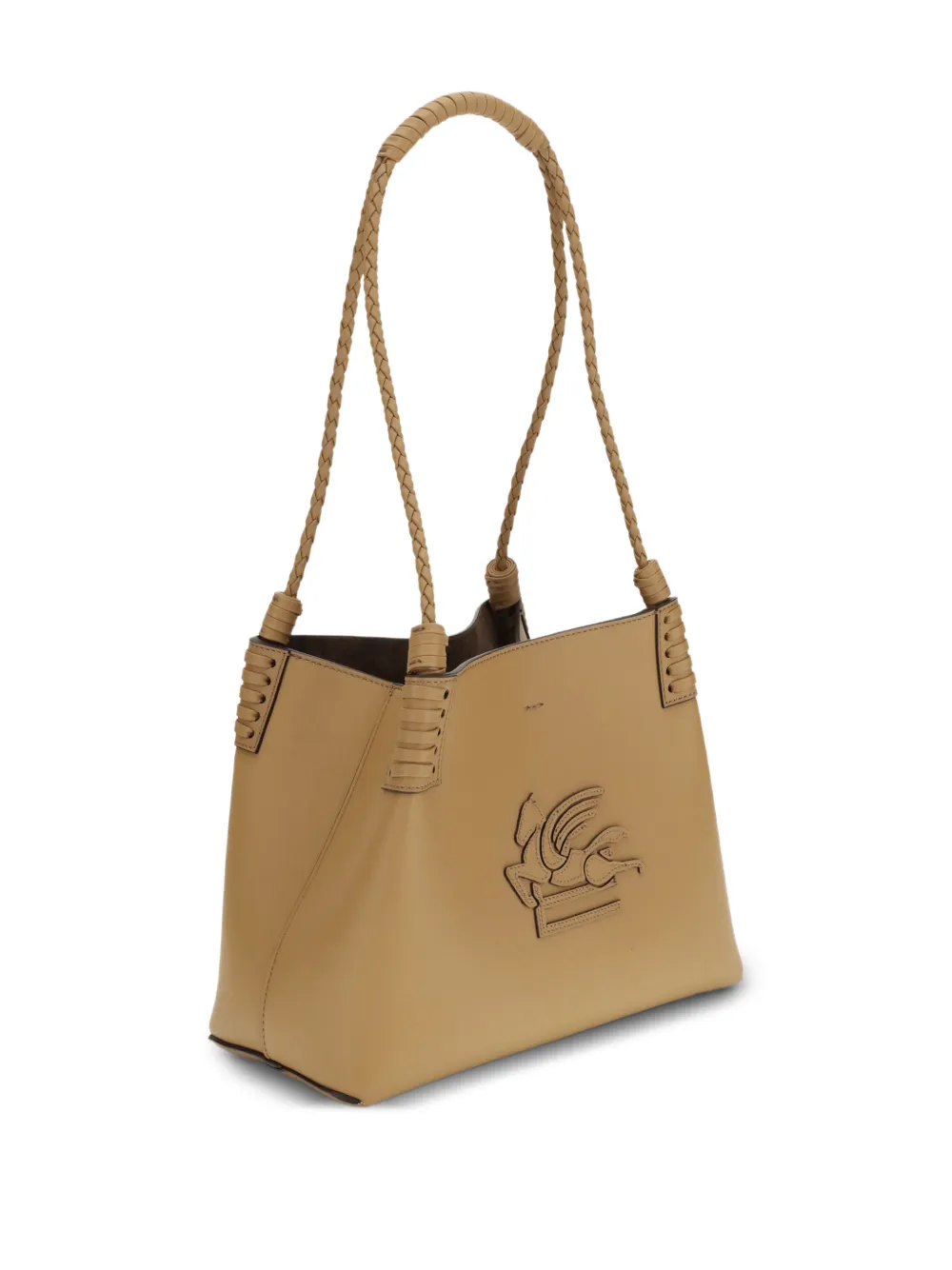 ETRO Libra kleine leren tas met gevlochten handgreep Beige