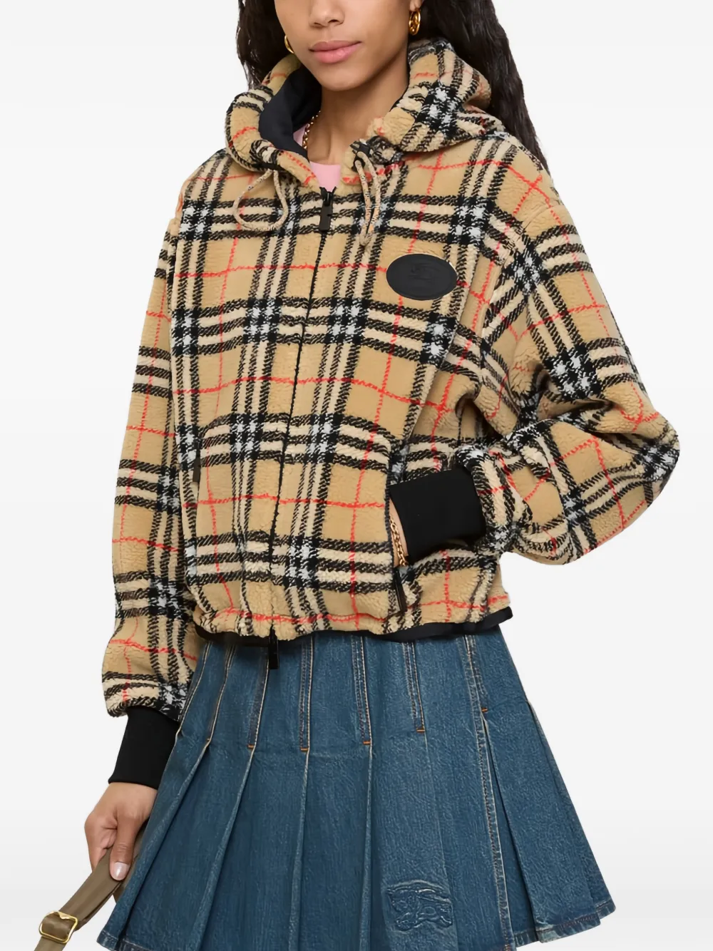 Burberry Gewatteerd geruit jack met capuchon Beige