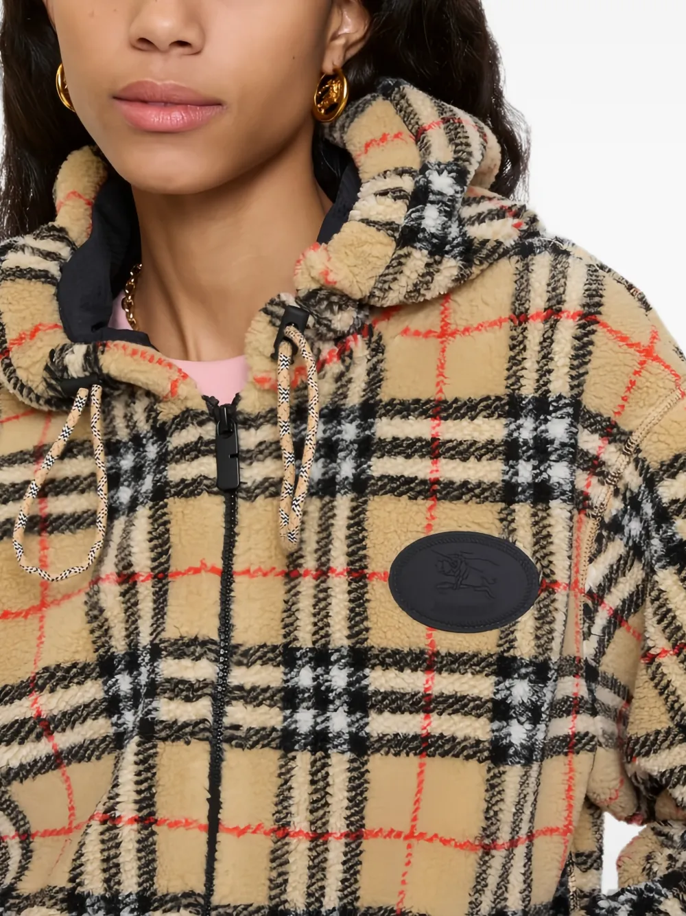 Burberry Gewatteerd geruit jack met capuchon Beige