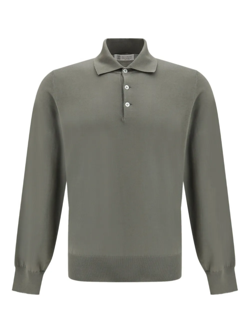 Brunello Cucinelli long-sleeve knitted polo shirt - Verde