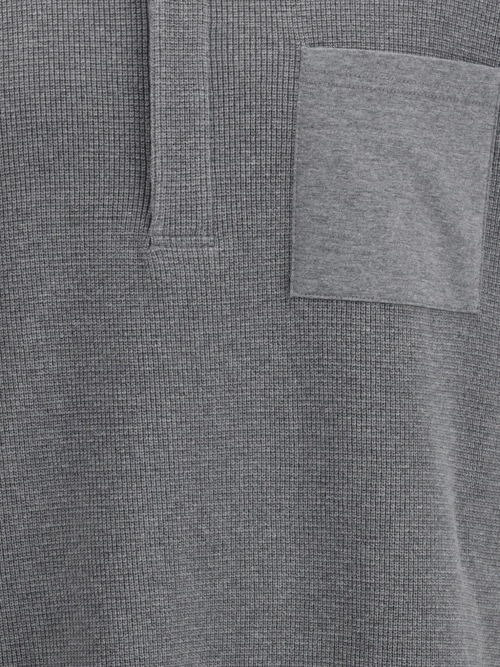 Thom Browne Long Sleeve Patch Pocket Polo Shirt In Gray