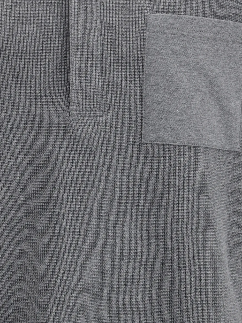 Thom Browne Long Sleeve Patch Pocket Polo Shirt In Gray