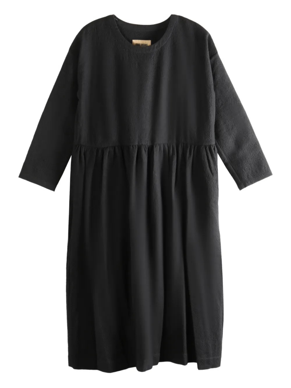 Uma Wang Long-sleeve Crew-neck Midi Dress In Black