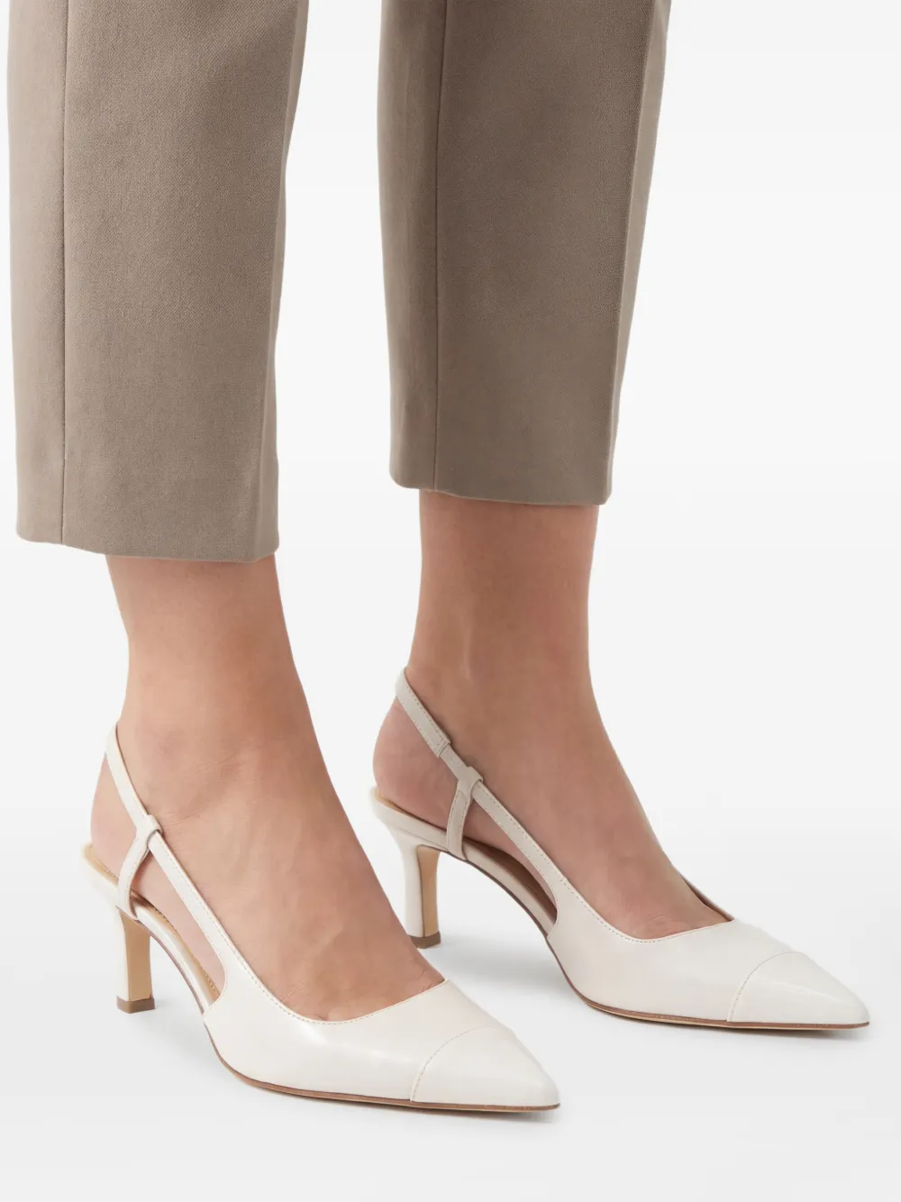 Michael Kors Leren slingback pumps Beige