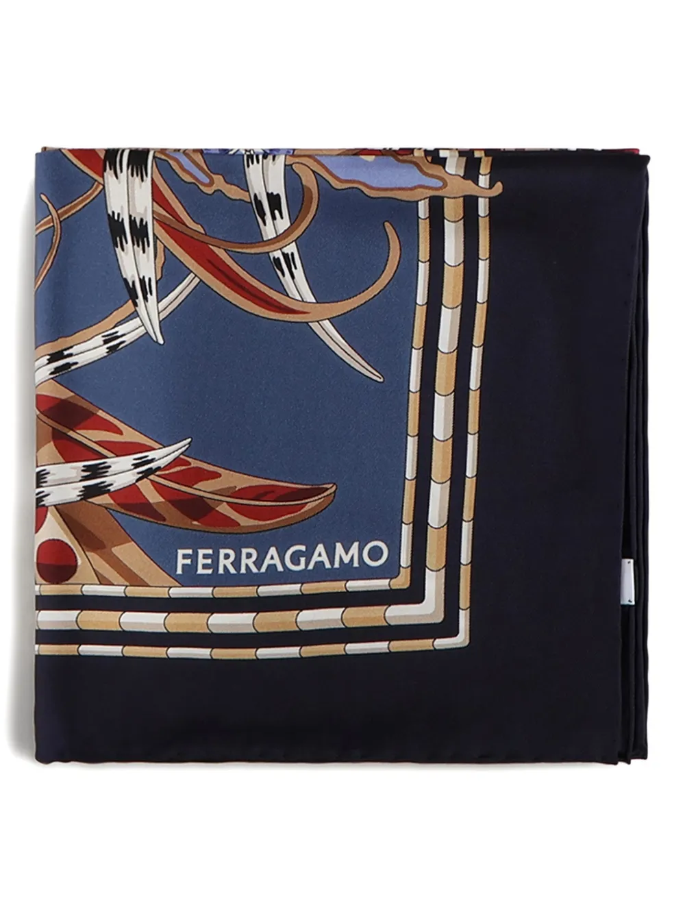 Ferragamo Graphic-pattern Scarf In Blue