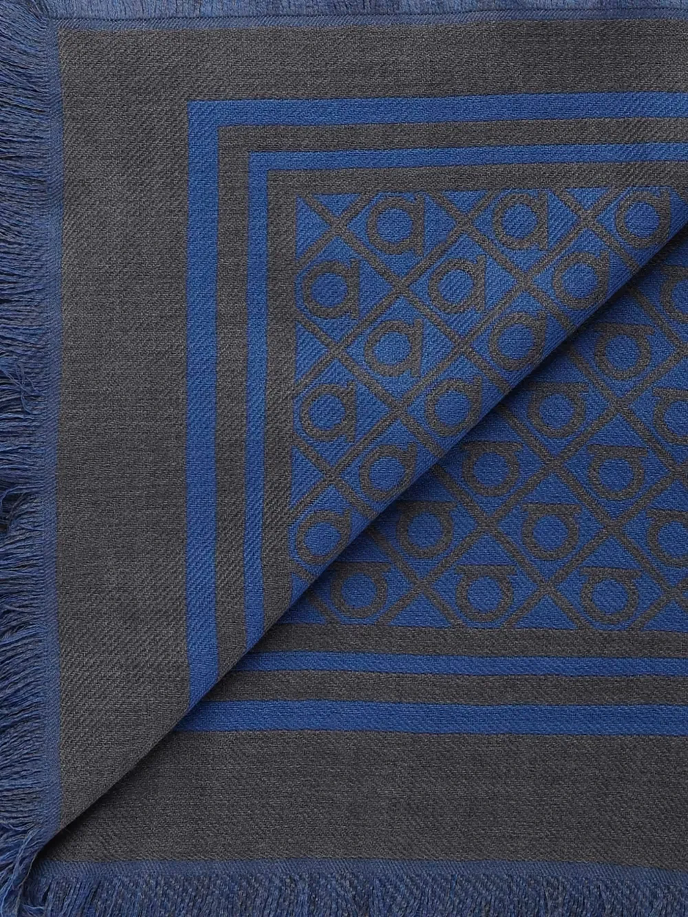 Geometric-Pattern Fringed Scarf
