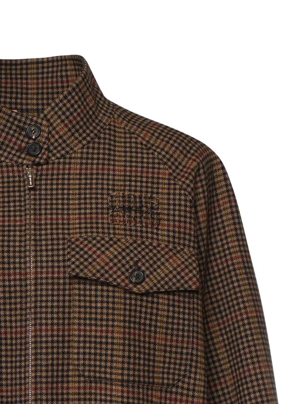  Miu Miu Checked Zip-fastening Jacket - Brown 