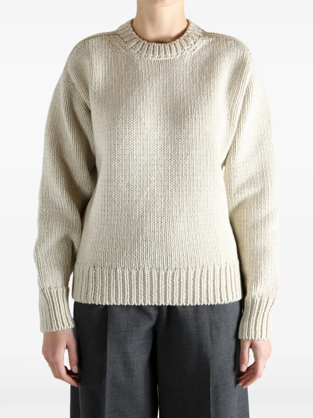 Auralee Wool Cashmere Felted Knitwear In Neutral