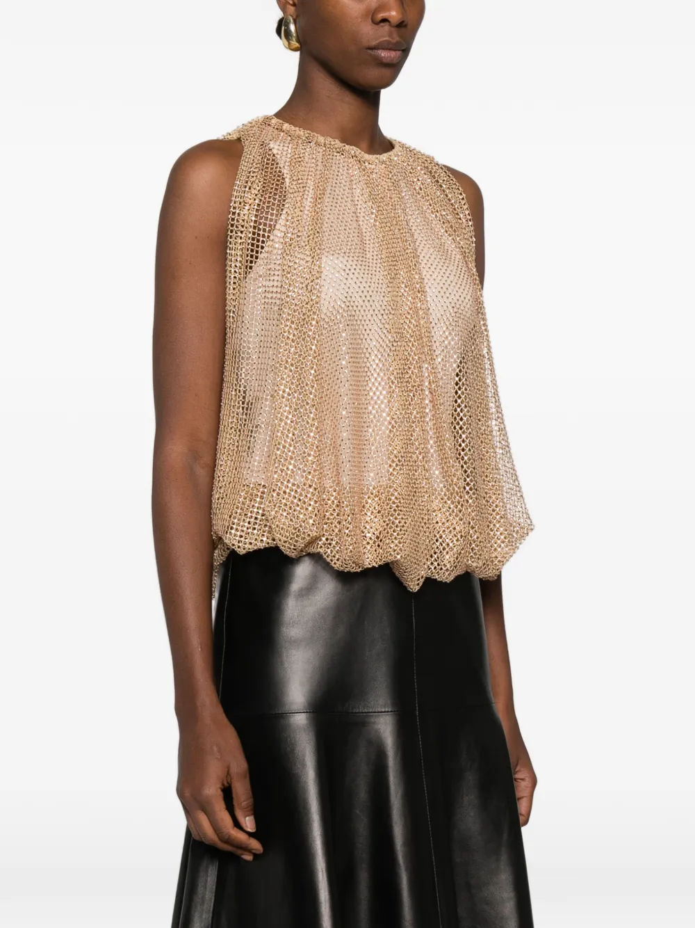  Sportmax Spxnodo Gathered-hem Top - Gold 