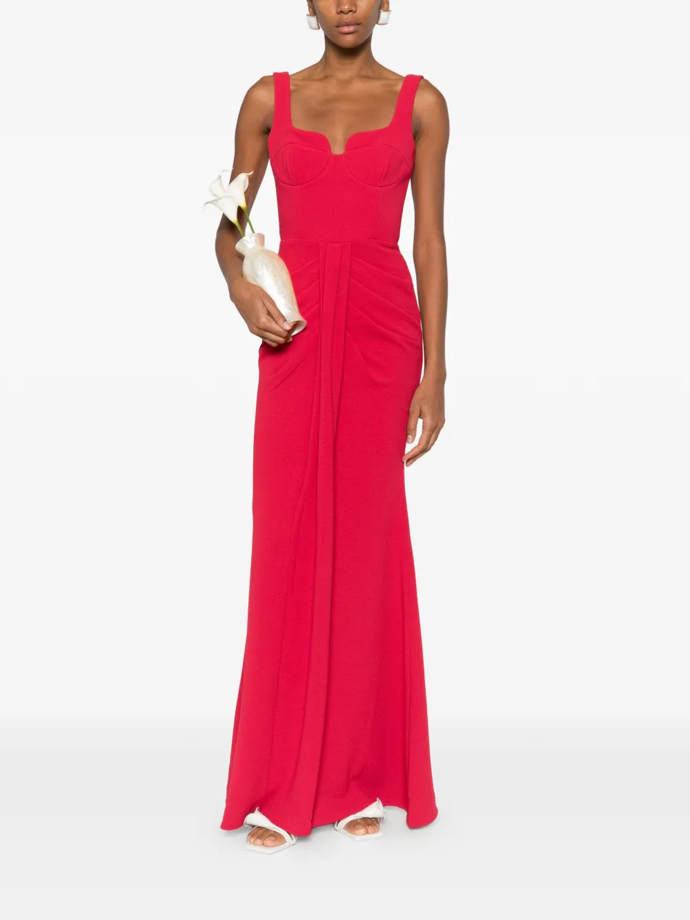 Rebecca Vallance Zarya Drapped Gown In Red