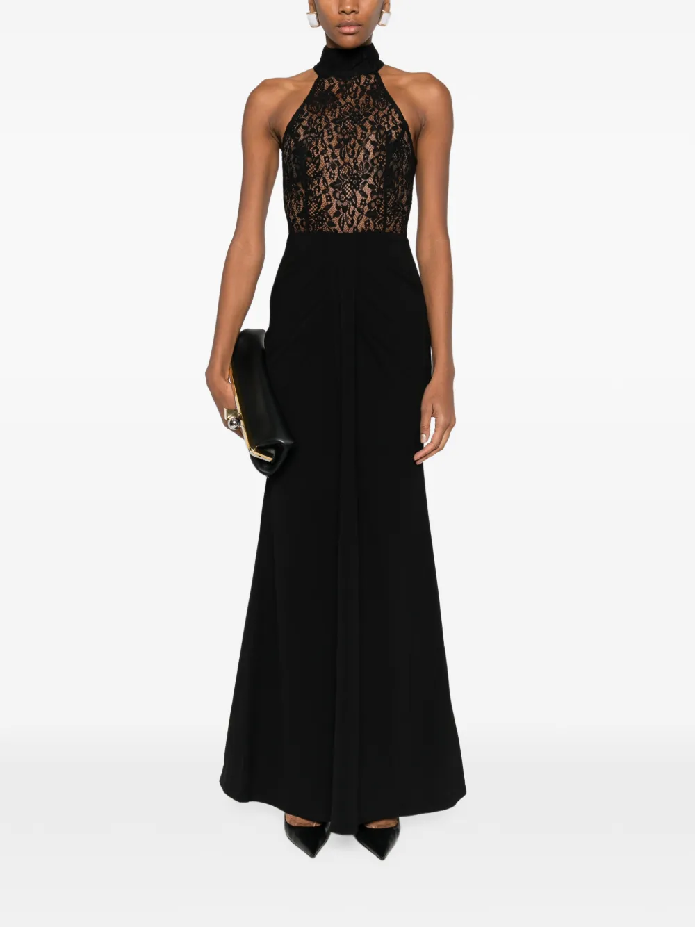 Rebecca Vallance Dixie halterneck gown - Zwart