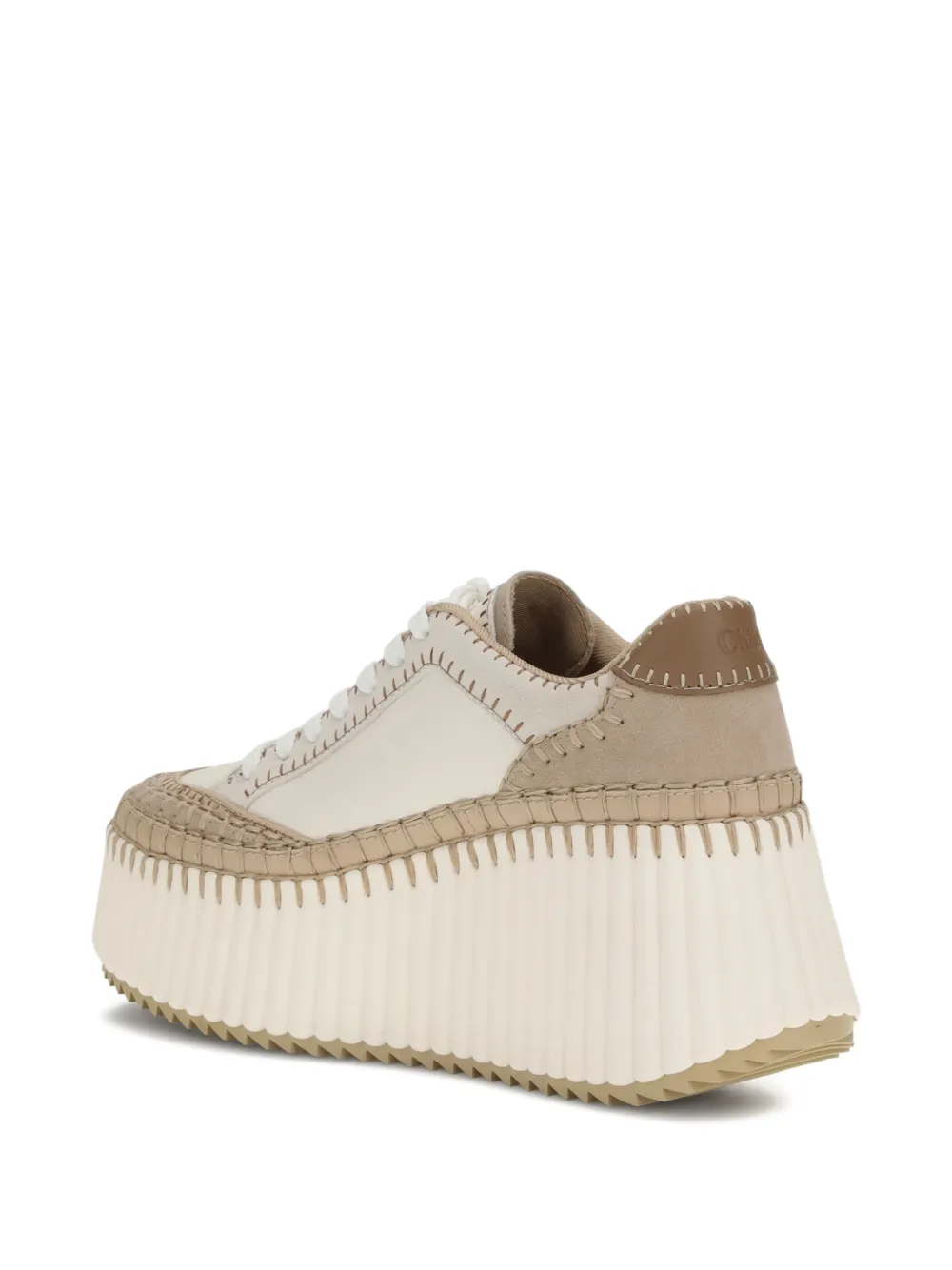 Chloé 80mm Nama suede wedge sneakers Beige