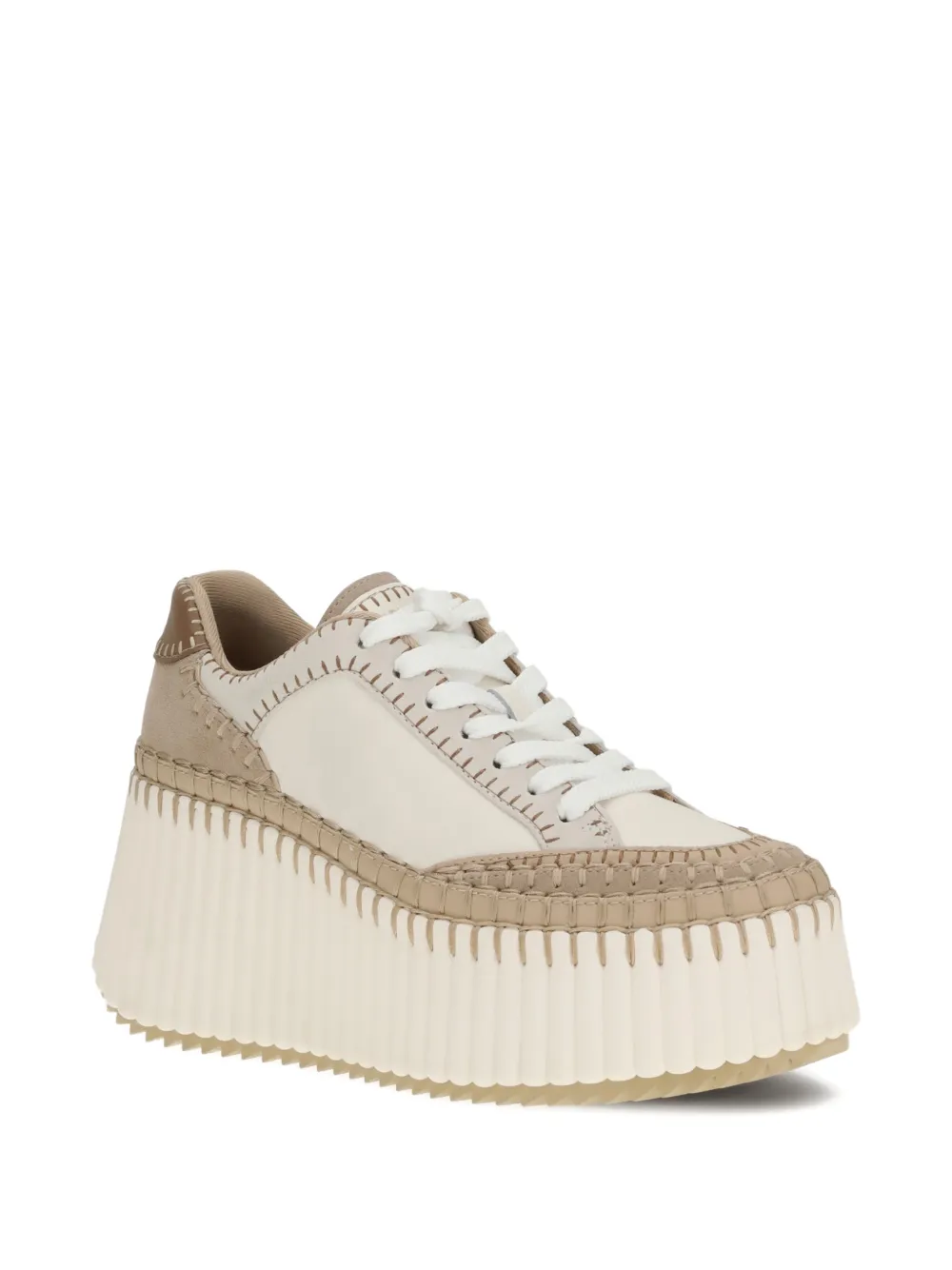 Chloé 80mm Nama suede wedge sneakers Beige