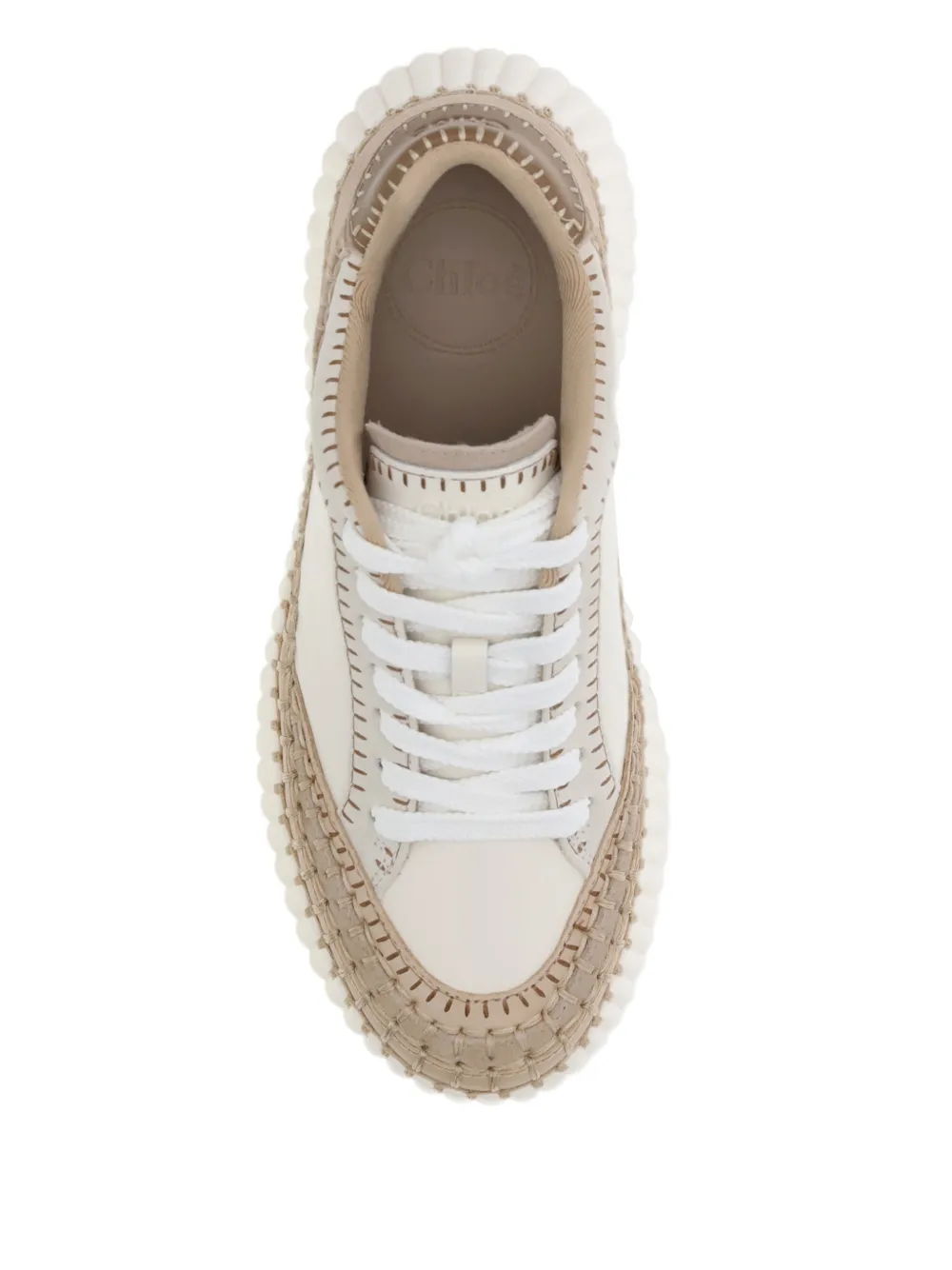 Chloé 80mm Nama suede wedge sneakers Beige